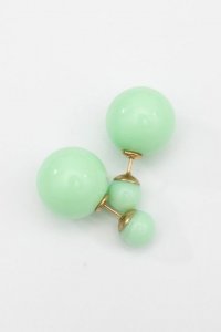 Dupla gyöngy fülbevaló, menta
